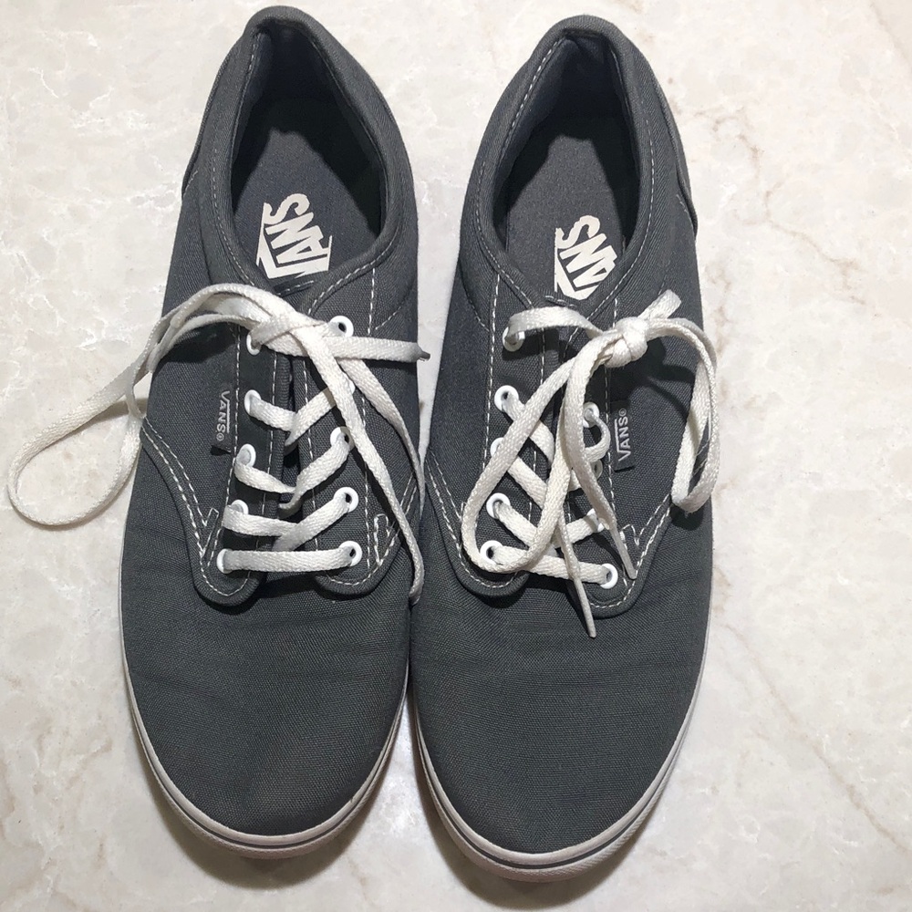 Women’s Vans Gray Canvas Low-Top Sneakers with White Laces